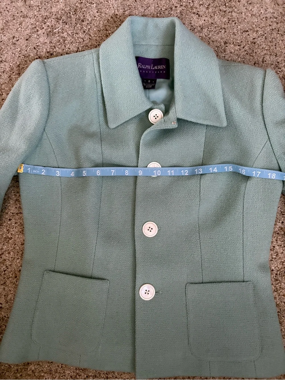 Ralph Lauren Purple Label Women's Mint Tailored Button-Front Blazer Size 8 - Picture 13 of 16